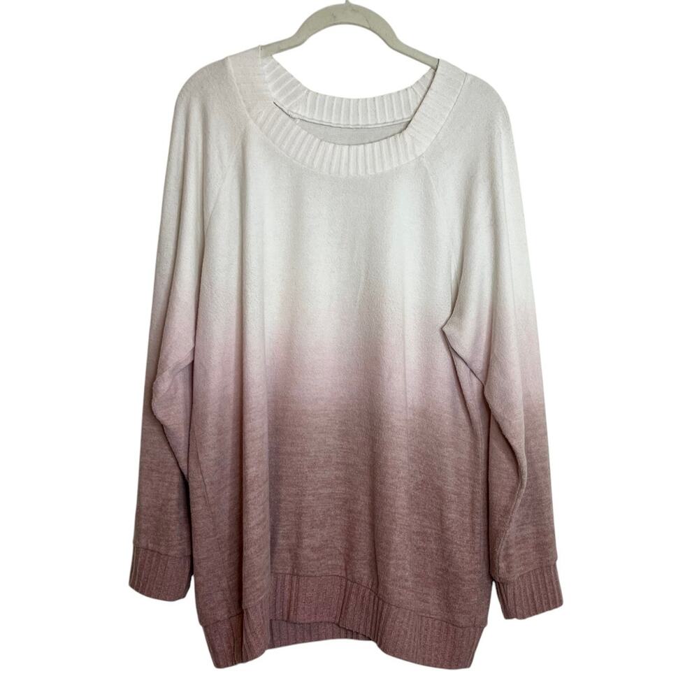 Torrid Super Soft Plush Sweater XL Pink Ombre Gradient Long Sleeve Pullover